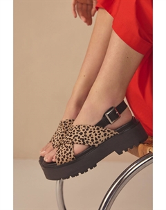 Кожаные сандалии со скрещенными ремешками и толстой подошвой, мультиколор Next