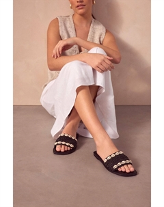 Тапочки из рафии Forever Comfort с декоративной ракушкой, черный Next