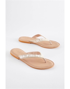 Кожаные шлепанцы с декоративными ремешками – навсегда комфорт, бежевый Next