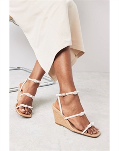 Комфортные туфли на танкетке Forever с квадратными носами и бантиком, белый Next