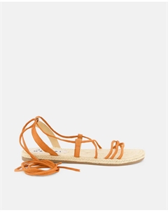 Женские кожаные эспадрильи на плоской подошве на тонких бретелях, оранжевый Manebi