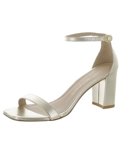 NudistCurve 75 Женские кожаные туфли на каблуке с ремешком на щиколотке, цвет Platino Liquid Metallic Stuart weitzman