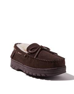 Мужские мокасины EZ Feet из натуральной замши и шерсти, цвет Coffee Dearfoams