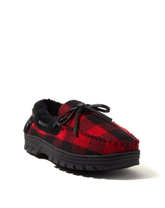 Мужские мокасины EZ Feet из натуральной замши и шерсти, цвет Buffalo Check Dearfoams