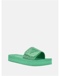 Шлепанцы с логотипом вечеринки, цвет Green Logo Guess factory