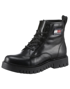 Ботинки Tommy Jeans на шнуровке "TJW LACE UP BOOT", блочный каблук, платформа, ботильоны на шнуровке, массивные ботинки, нашивка с логотипом, черный Tommy hilfiger