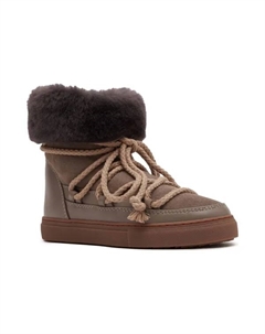 Зимние женские ботинки кожаные с добавлением шерсти, коричневый Inuikii