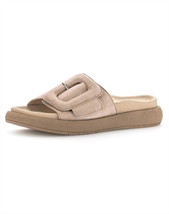 Мюли, платформа, летние туфли, тапочки с большой декоративной пряжкой, бежевый Gabor