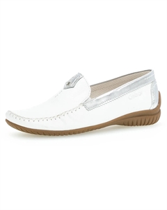 Мокасины "FLORENCE", тапочки, слипоны, праздничная обувь с металлическими деталями, серебристый Gabor