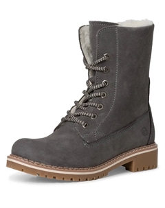Зимние ботинки, блочный каблук, зимние ботильоны, ботинки на шнуровке с элементами DUO-TEX, антрацит Tamaris