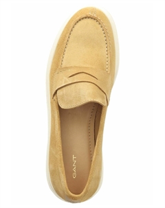 Женские лоферы замшевые на толстой подошве, коньяк Gant