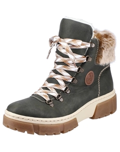 Зимние ботинки женские из искусственной кожи и текстиля, зеленый Rieker