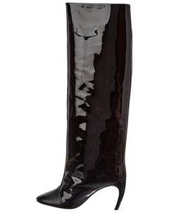 Лакированные сапоги до колена на каблуке-банане, черный Lanvin