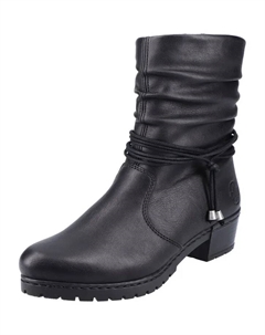 Зимние ботильоны с декоративными ремешками, черный Rieker