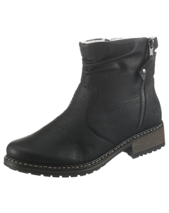 Зимние ботильоны с декоративной молнией снаружи, черный Rieker