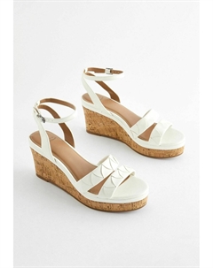 Туфли парусиновые на танкетке Forever Comfort Double Strap Regular Wide Fit, белые Next