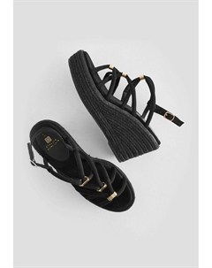 Туфли парусиновые на танкетке Forever Comfort Hardware Detail, черные Next