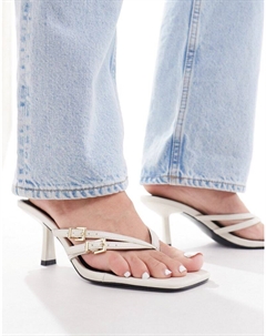 - Nadia - Босоножки-стринги на среднем каблуке с пряжками кремового цвета 4th & reckless