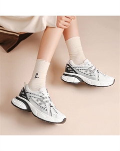 Кроссовки женские толстые низкие, бежевый/розовый Josiny