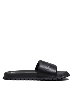 Шлепанцы The Leather Slide с тисненым логотипом, черный Marc jacobs