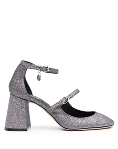 Туфли с блестками и подвеской-логотипом, серебристый Msgm