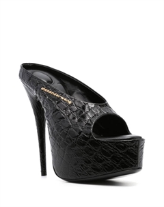 Босоножки с тиснением под кожу крокодила, черный Alexander wang