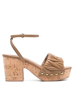 Сандалии с логотипом, коричневый Miu miu