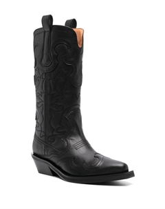 Сапоги длиной до икры со вставками, черный Ganni