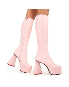 Сапоги до колена на платформе Sweet Talker на широкой платформе, розовый Lamoda