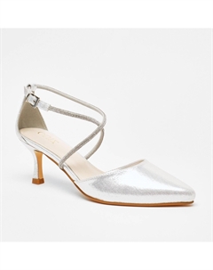 Туфли-лодочки с блестящими перекрещивающимися ремешками, серебро Quiz