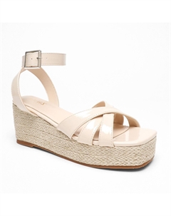 Плетеные туфли на танкетке из искусственной кожи с ремешками, нюд Quiz