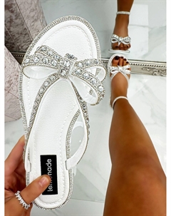 Шлепанцы Crystal Glamour с бантом, ограниченный выпуск, белый Love lemonade