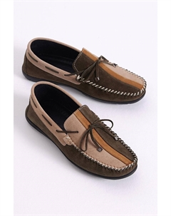 Мужские лоферы из натуральной кожи цвета хаки с бантом спереди Tonny black