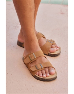 Кожаные сандалии с двойным ремешком, коричневый Next