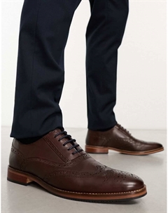 Туфли-броги DESIGN из коричневой кожи с натуральной подошвой и цветными деталями Asos