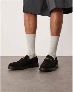 Массивные мокасины из черной замши с трензелем Asos design