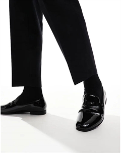 Мокасины из черной лакированной кожи Asos design