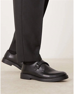 Монки из черной кожи Asos design