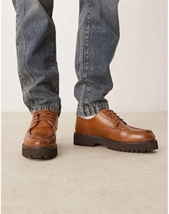 Туфли на шнуровке коричневого цвета с закругленным носком Asos design