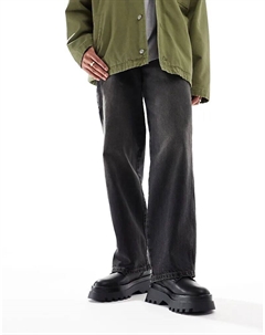 Ботинки на шнуровке черного цвета с толстой подошвой Asos design