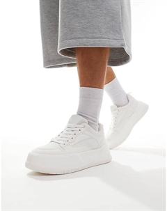 Кроссовки на шнуровке белого цвета с толстой подошвой Asos design