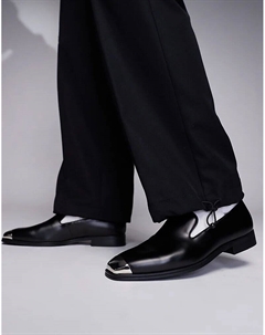 Мокасины черного цвета с серебряным носком Asos design