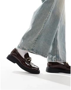 Коричневые мокасины с квадратным носком и трензелем Asos design