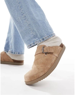 Скользящие мюли бежевого цвета Pull & bear