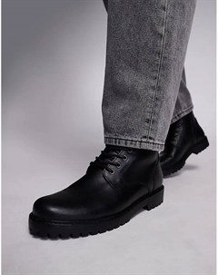 Рабочие ботинки на шнуровке из черной кожи с подкладкой из овчины Asos design