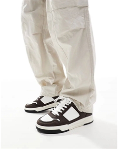 Кроссовки на шнуровке из коричневой искусственной змеиной кожи Asos design