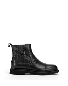 Сапоги Men's brown leather Chelsea boots with croc details I, черный Wittchen