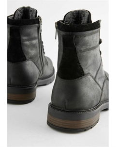 Ботильоны на шнуровке FLEECE LINED LEATHER, черный Next
