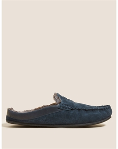 Замшевые мокасины-мюли на флисовой подкладке, темно-синий Marks & spencer