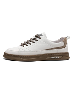 Стильные мужские кеды для скейтбординга с низким верхом белого/коричневого цвета C°banner